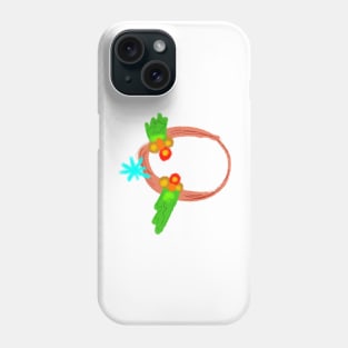 Red green Christmas wreath watercolor Phone Case