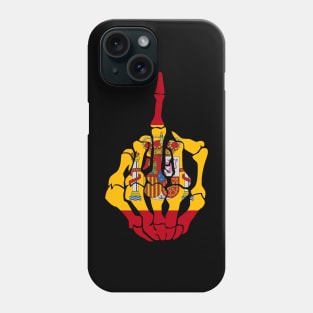 Skeleton Middle Finger Spain Flag T-Shirt Phone Case