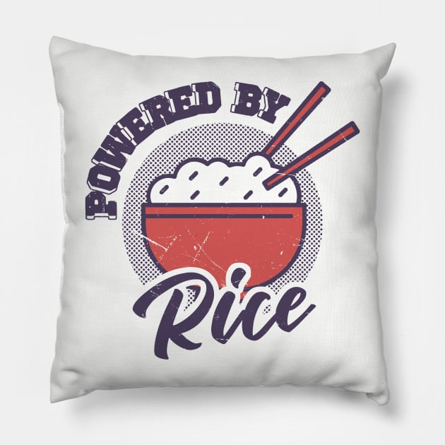 Powered By Rice Asian Food Lover, Japanese Cuisine Pillow by Issho Ni