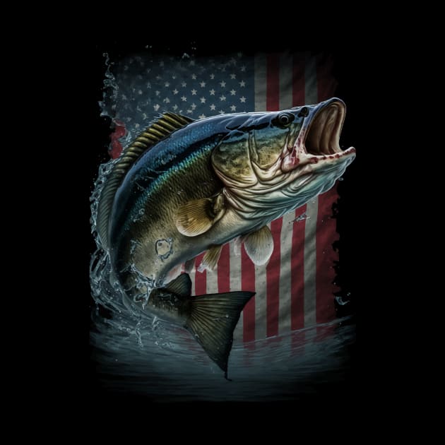 Fishing Camouflage US American Flag Bass Fish Fisherman Camo by Kertz TheLegend