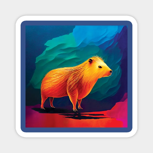Colourful capybara painting Magnet by Geminiartstudio