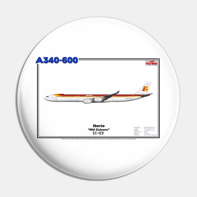 Airbus A340-600 - Iberia "Old Colours" (Art Print) Pin by TheArtofFlying