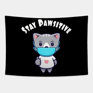 Cute Kawaii Cat Face Mask Pawsitive Kitty Tapestry