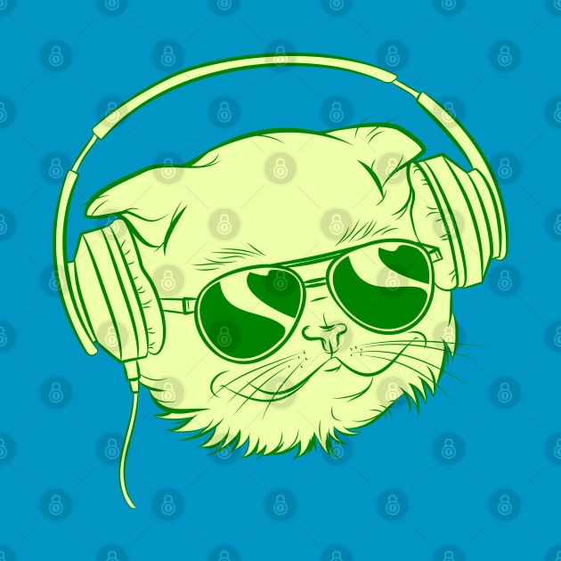 Badass DJ cat listens to the best music by xyarts