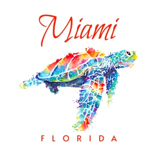 Miami Florida Watercolor Sea Turtle T-Shirt