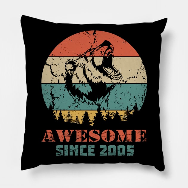 Awesome Since 2005 Year Old School Style Gift Women Men Kid Pillow by SmileSmith