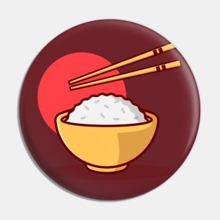 Japanese Rice Bowl with Chopsticks Pin