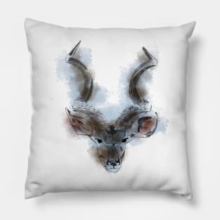 African Kudu - Watercolor Pillow