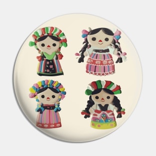 Lele Mexican Doll authentic toy cute ribbon Queretaro Mexico Pin