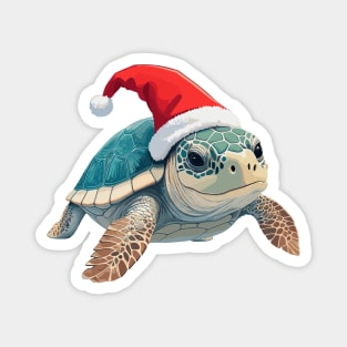 Christmas Santa Hat Sea Turtle Kids Family Mom Merry Xmas Magnet