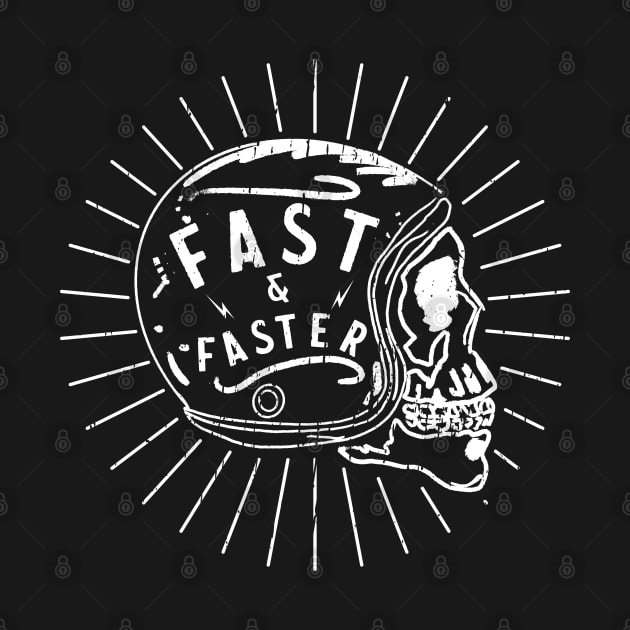 Vintage Helmet and Skull - Fast and Faster by CC I Design