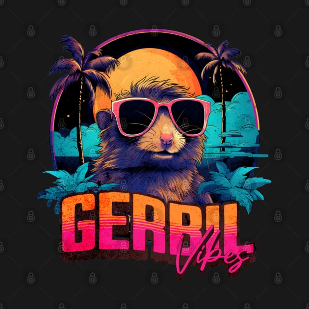 Retro Wave Gerbil Good Vibes Miami by Miami Neon Designs