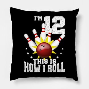 Bowling 12th Birthday Bday Party Kids 12 years Old Bowler Pillow