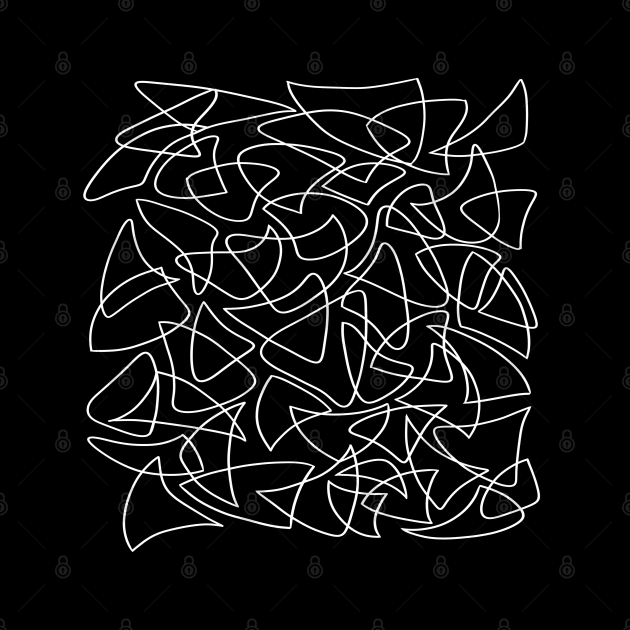 Abstract Overlapping Shapes, Drawing, White on Black by Velvet Earth