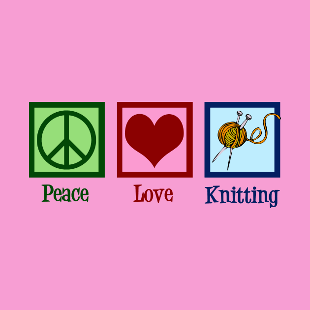 Cute Peace Love Knitting Pink by epiclovedesigns