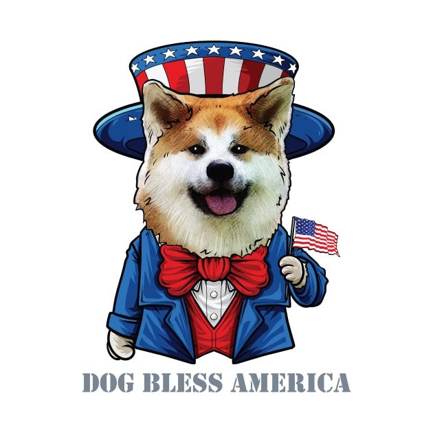 Fourth of July Pun Akita Dog Bless America by whyitsme