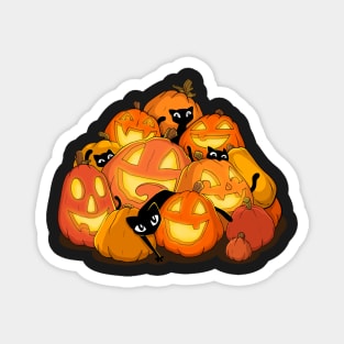 Black Cats in the Orange Pumpkin Patch Magnet