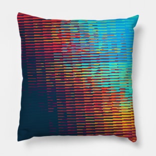 Evening Sun Glitch Contemporary Artwork Pillow