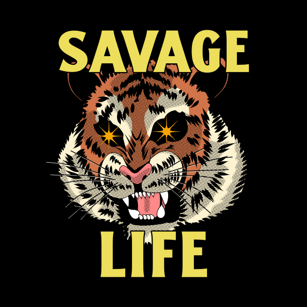 Savage Tiger Laser Eyes Wild af Savage Mode Tigers by Tip Top Tee's