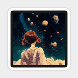 Space Gazing Girl- best selling Magnet