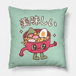 Cute Bowl Of Japanese Ramen Noodles Oishii Pillow