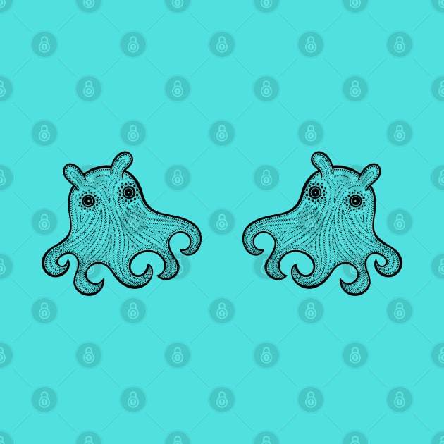 Flapjack Octopuses in Love - super cute octopi design - light colors by Green Paladin