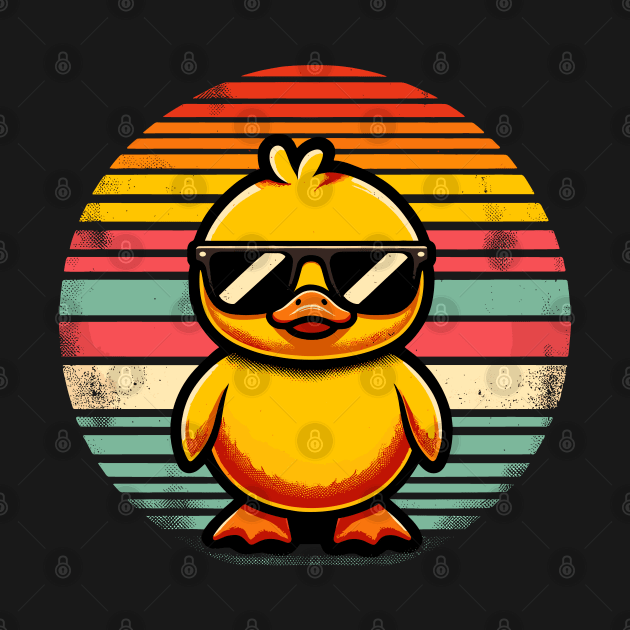 Cool Retro Yellow Duck in Sunglasses 70s 80s 90s Funny Duck by KsuAnn