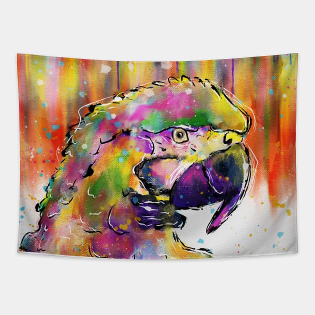 Bright fun Parrot Tapestry by CharlieCreates