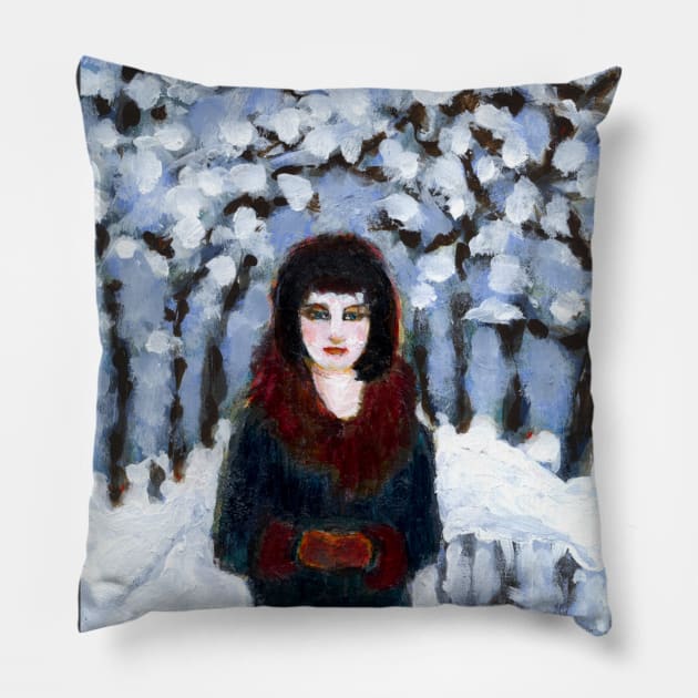 Snow girl Pillow by AmyKalish