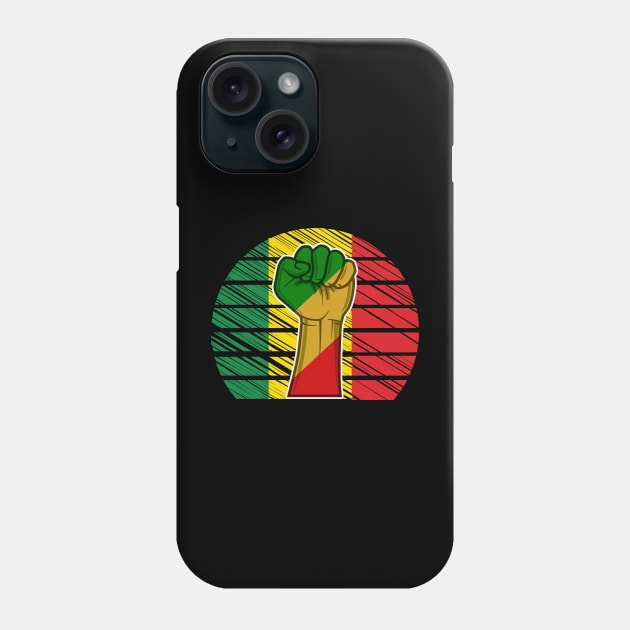 Black Power Fist And Vintage Sunset In African Colors Phone Case by Harlems Gee