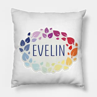 Evelin name with colorful leaves Pillow