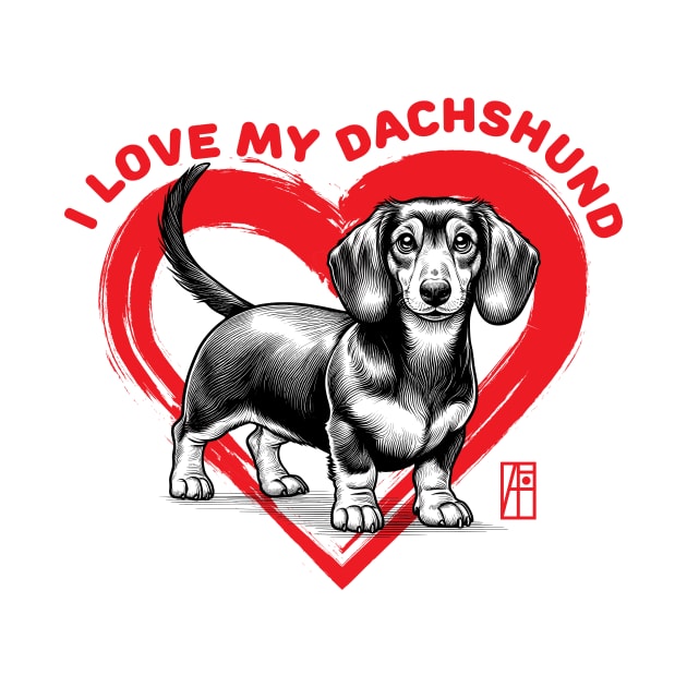 I Love My Dachshund - I Love my dog - Joyful dog by ArtProjectShop