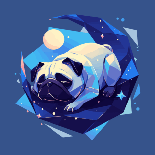 Cute Pug sleeping in the night sky T-Shirt