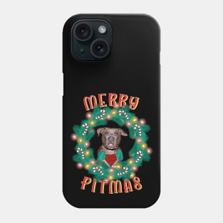 Merry Pitmas Pitbull Glowing Wreath And Candy Canes Phone Case