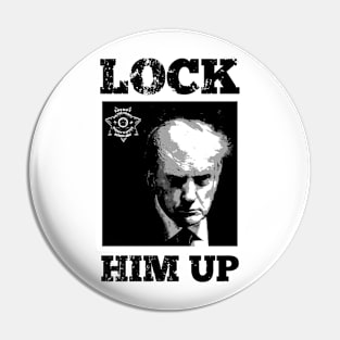 Trump Mug  Shot Tee Shirt - Lock Him Up Pin