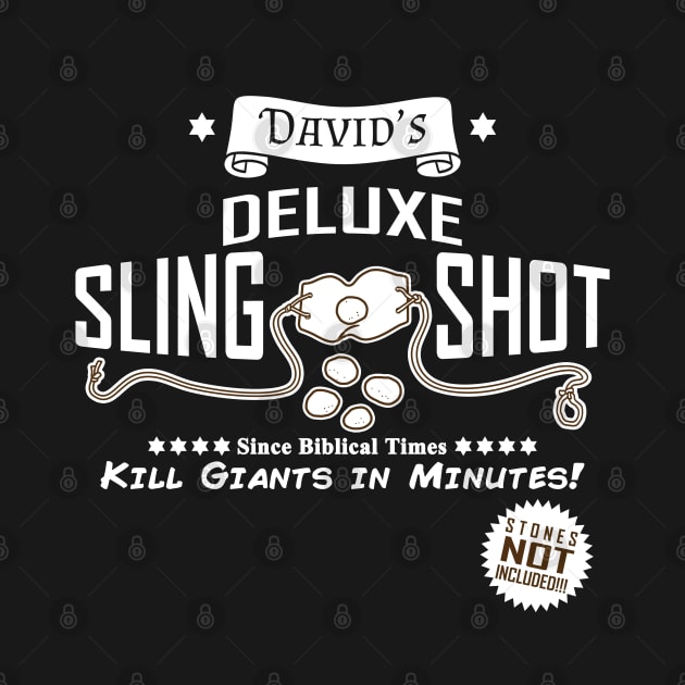 David's Slingshot Funny Bible Inspired David And Goliath Retro Vintage Poster by BoggsNicolas