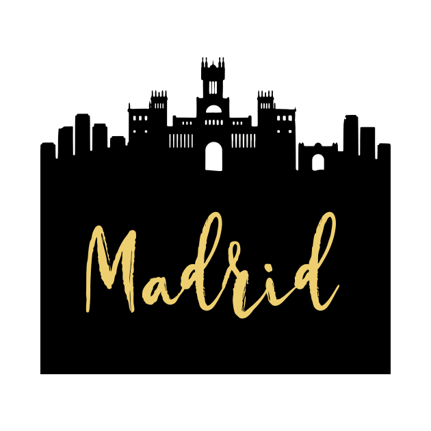 MADRID SPAIN DESIGNER SILHOUETTE SKYLINE ART by deificusArt