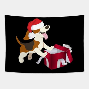 Beagle Dog In Santa Hat Christmas Gift For Dog Lover Tapestry