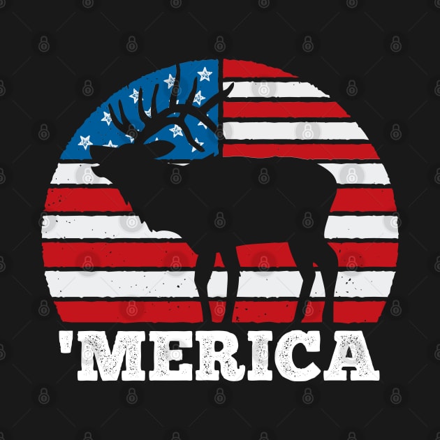 Merica Vintage Sunset Deer Hunter USA Outdoors by DetourShirts