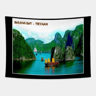 Halong Bay Vietnam Travel and Tourism Advertising Print Tapestry