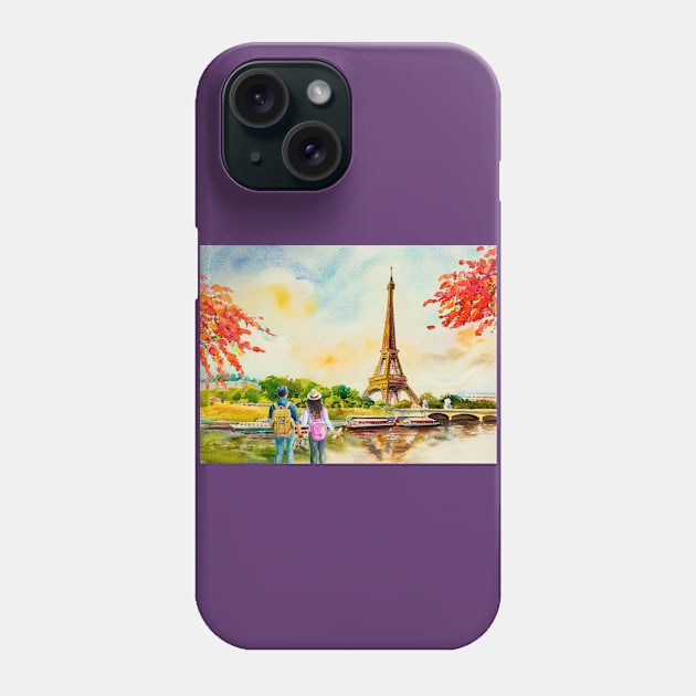 Eiffel Tower Art Painted Phone Case by Mako Design 