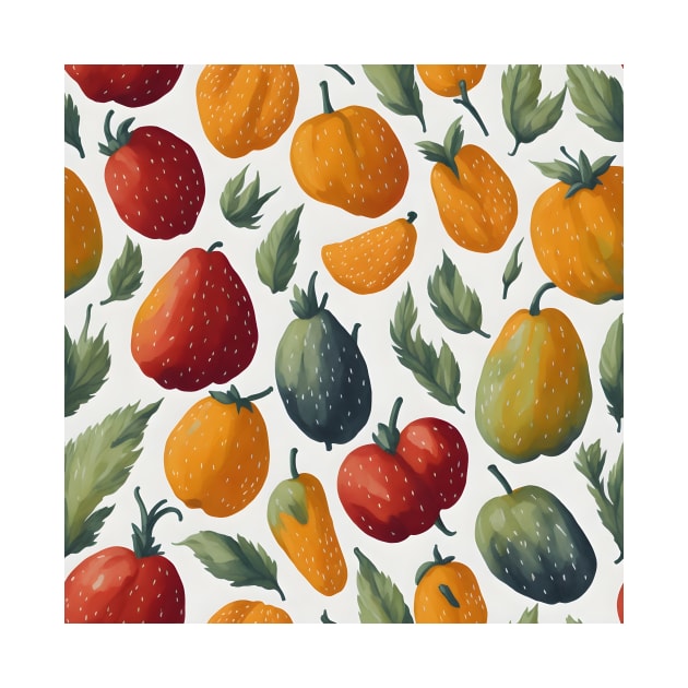 fruits pattern design, fruits illustration by emofix