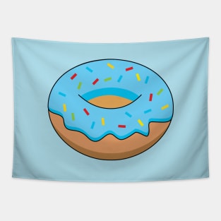 Blue Frosted Donut with Sprinkles Cartoon Tapestry