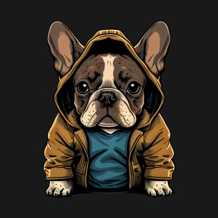 Frenchie Wearing a Hoodie T-Shirt