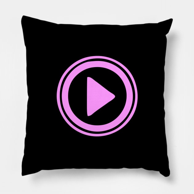 Yellow Play button. Just click me, please! Pillow by Rabarbar