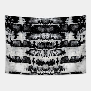 Black and White Tie-Dye Symmetry Tapestry