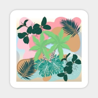 Modern Tropical Foliage Pink Mint Creative design Magnet