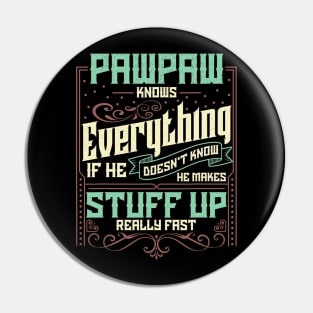 Pawpaw Knows Everything Funny Pawpaw Fathers Day Gifts Pin