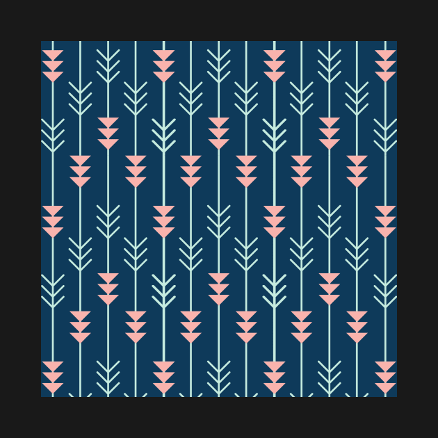 Blue Boho Arrow Pattern Minimalistic by CONCEPTDVS