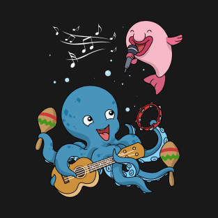 Octopus Music Shirt For Kids Blobfish Gift Funny Bass Guitar T-Shirt